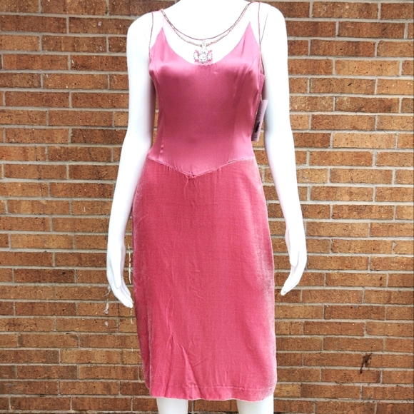 Papell Boutique Evening Dress- Pink Silk Bottom & Sheer Chest Sz 4 - Picture 1 of 10